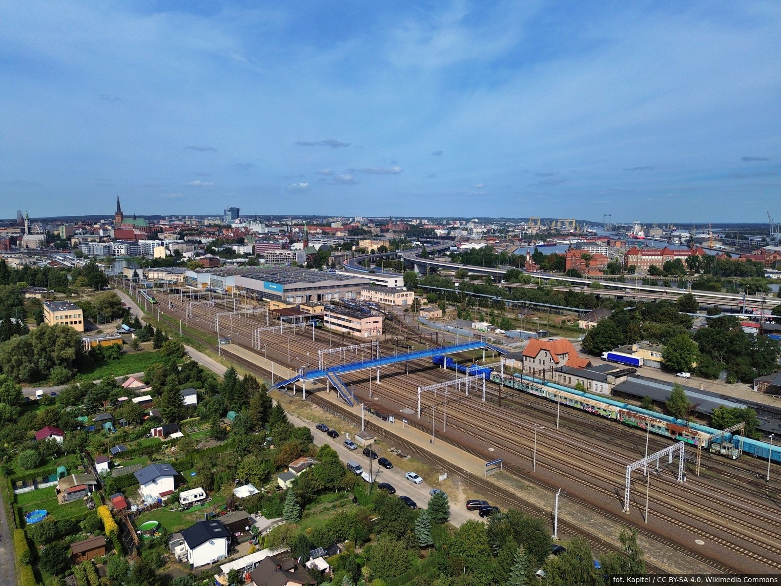 Aerial view of the central port in Szczecin